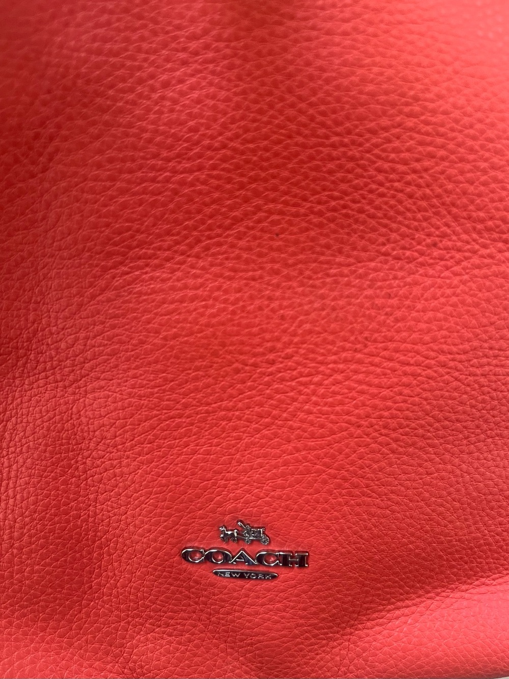 Coach Red Pebbled Leather Turnlock Tote - Picture 7 of 7